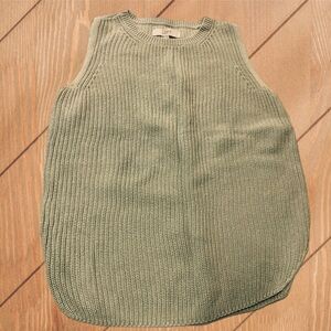Loft Sweater Chunky Sleeveless Olive Green Med